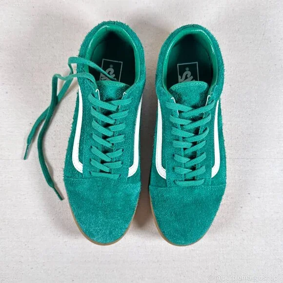 NWT VANS Old Skool Hairy Suede Green Gum Sole Skate Shoes | Men 6/Women 7.5 - Picture 5 of 10